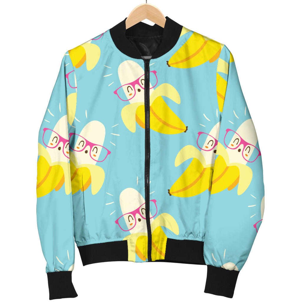 Banana Pattern Print Design BA07 Women Bomber Jacket