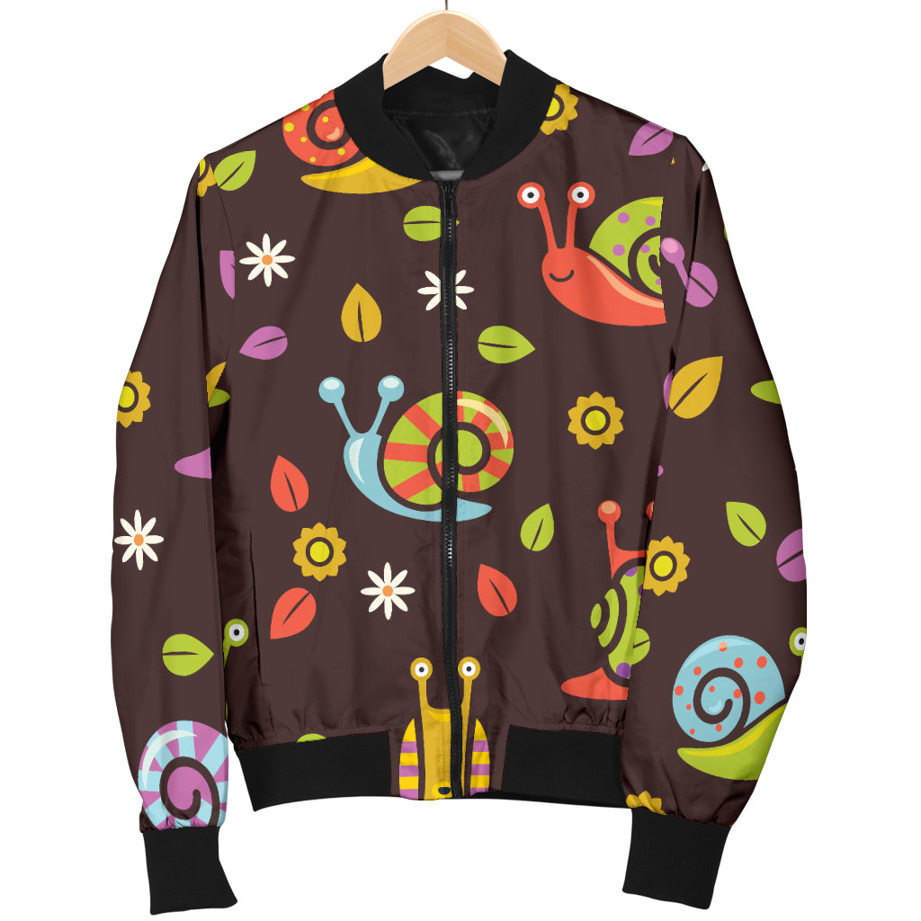 Snail Pattern Print Design 01 Women's Bomber Jacket