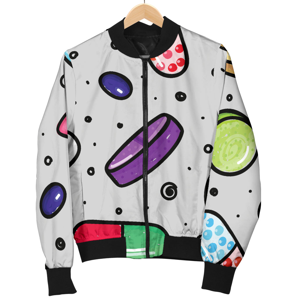 Pill Pattern Print Design A04 Women's Bomber Jacket