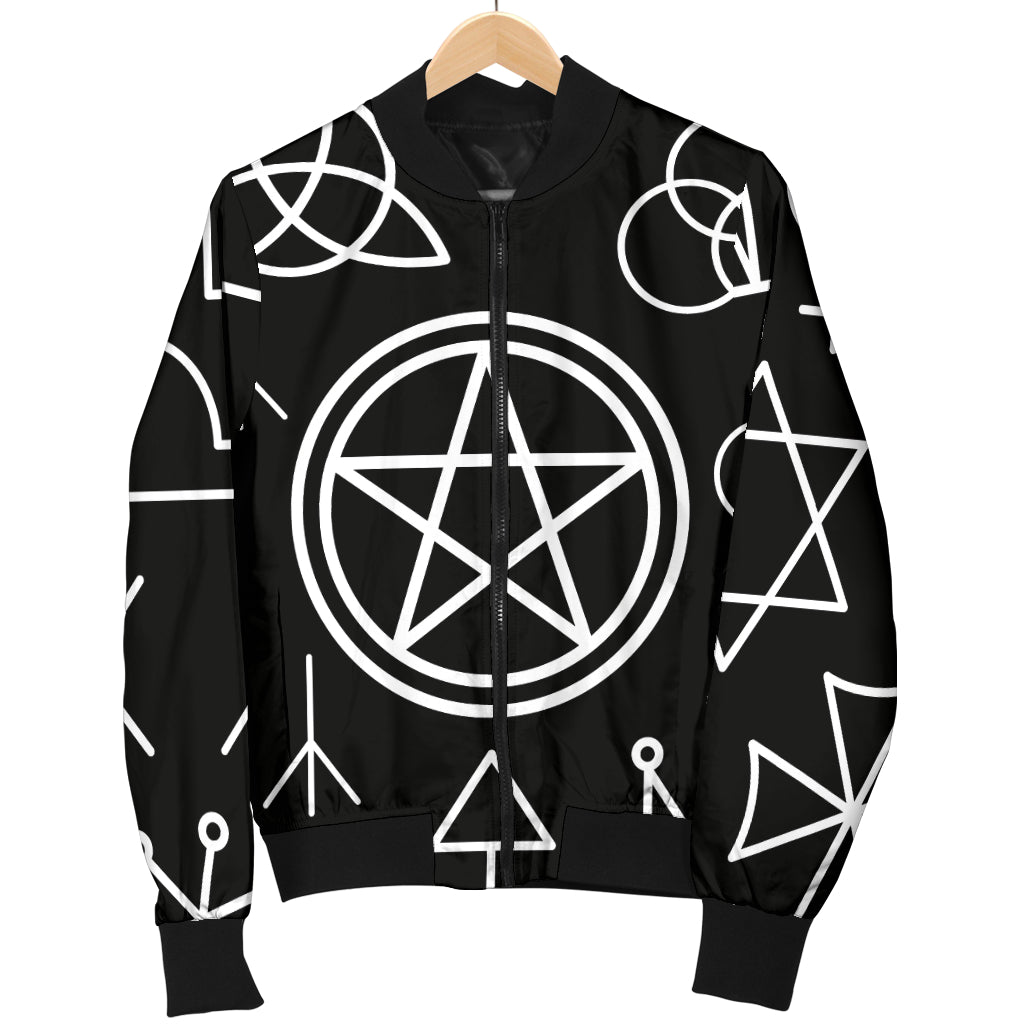 Pentagram Pattern Print Design A02 Women's Bomber Jacket