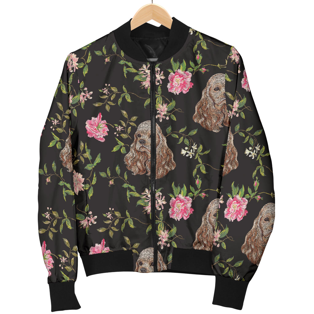 Cocker Pattern Print Design 03 Women's Bomber Jacket