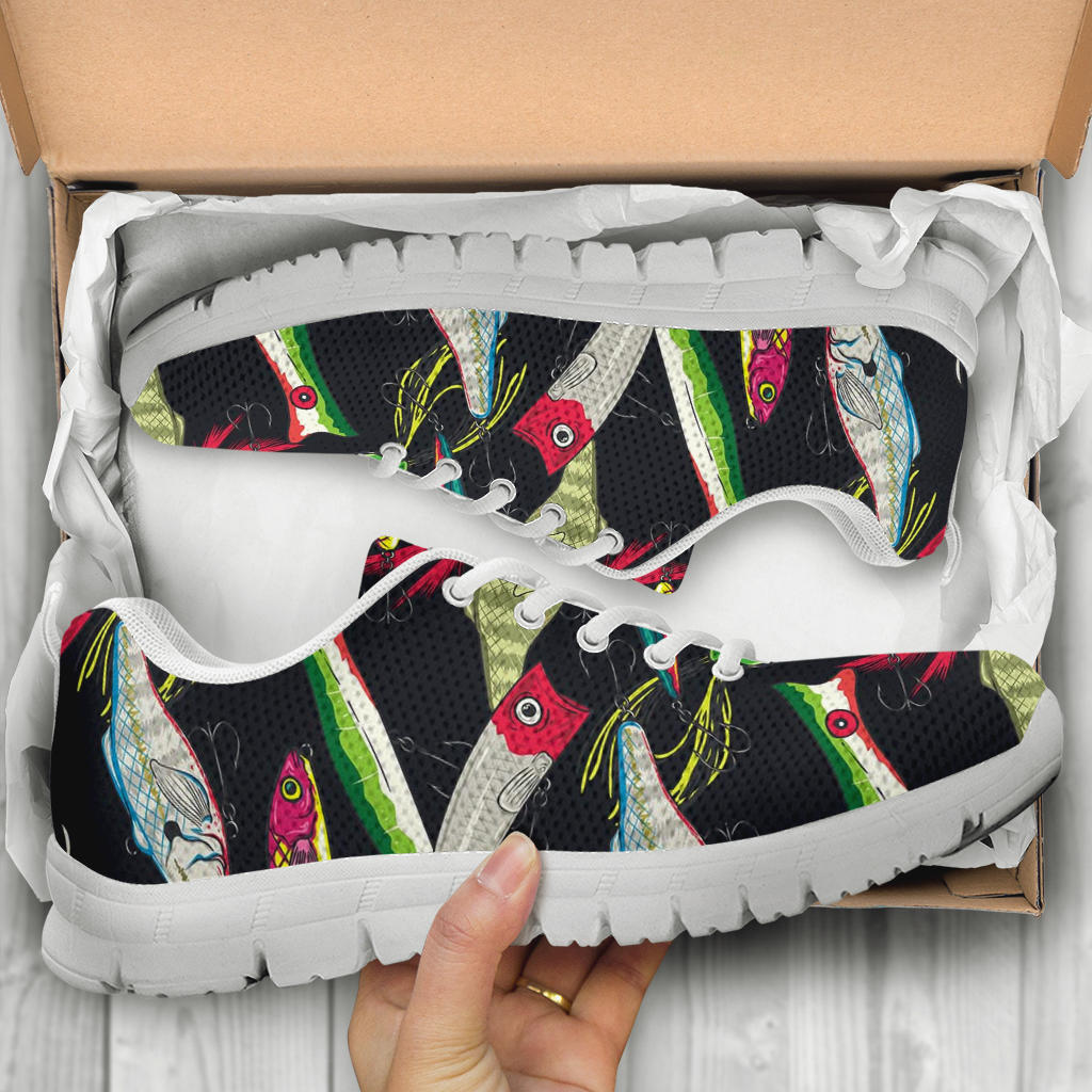 Fishing Bait Print Sneakers White Bottom Shoes
