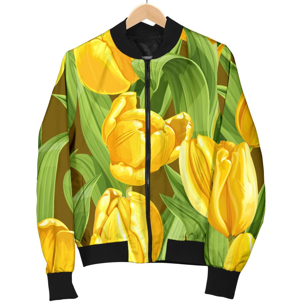 Tulip Yellow Pattern Print Design TP010 Men Bomber Jacket