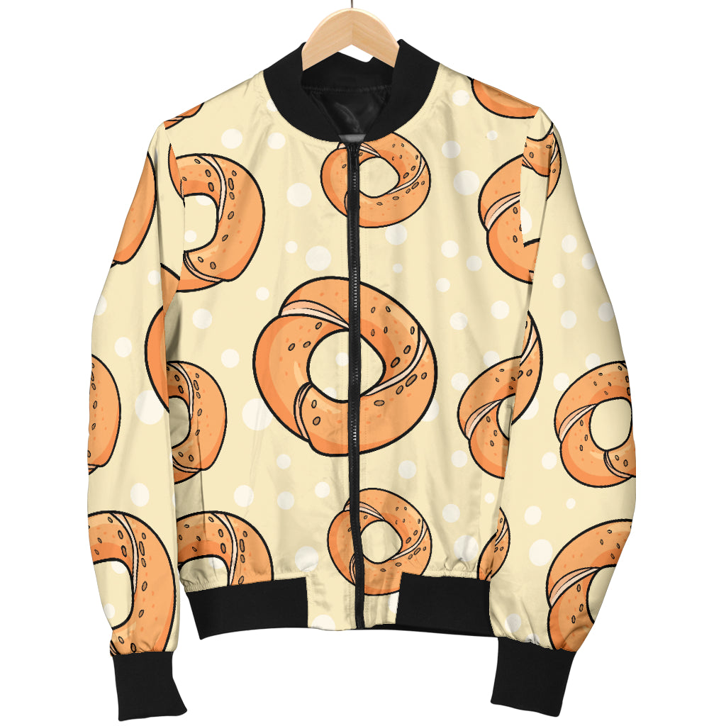 Bagel Pattern Print Design 03 Women's Bomber Jacket