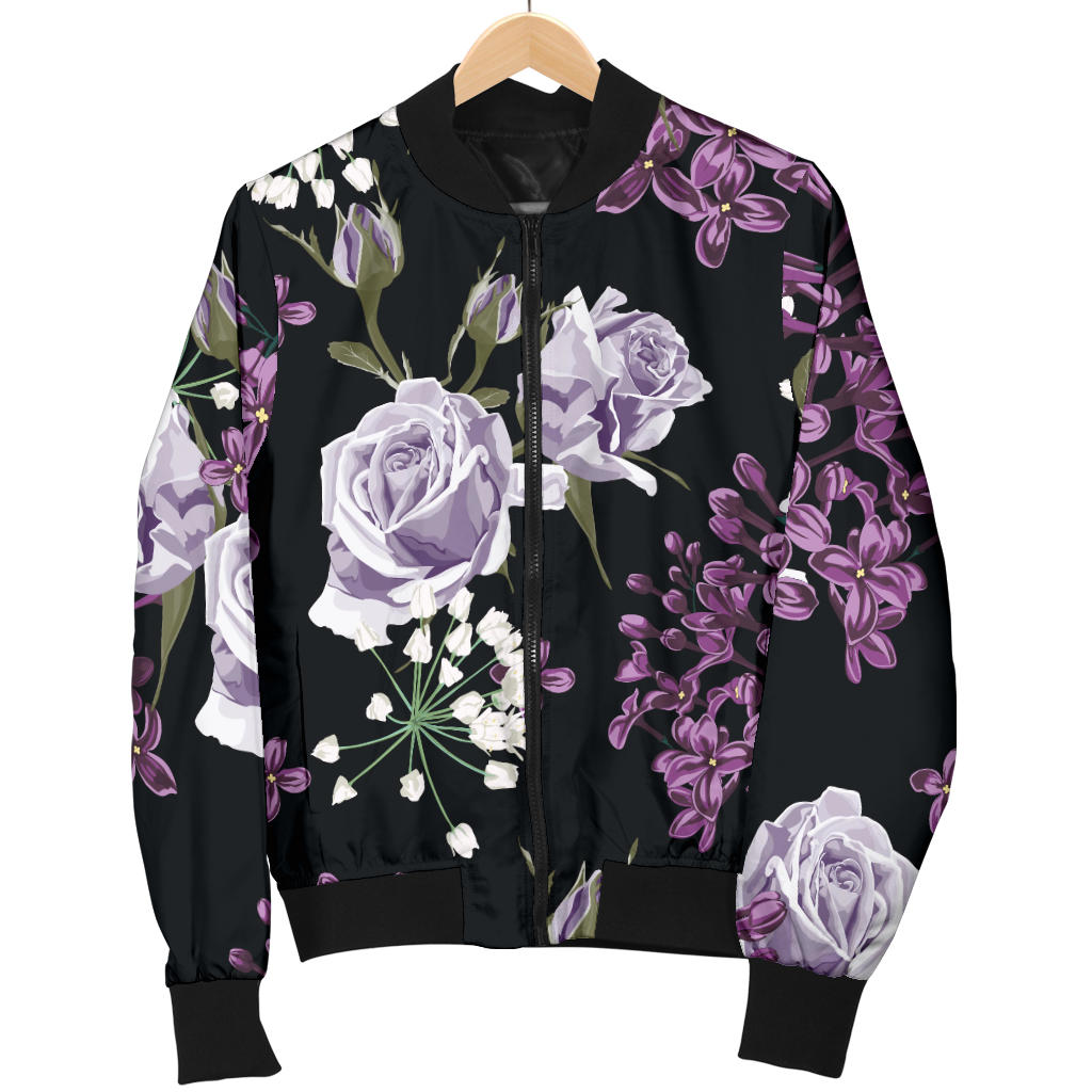 Lilac Pattern Print Design LI04 Men Bomber Jacket