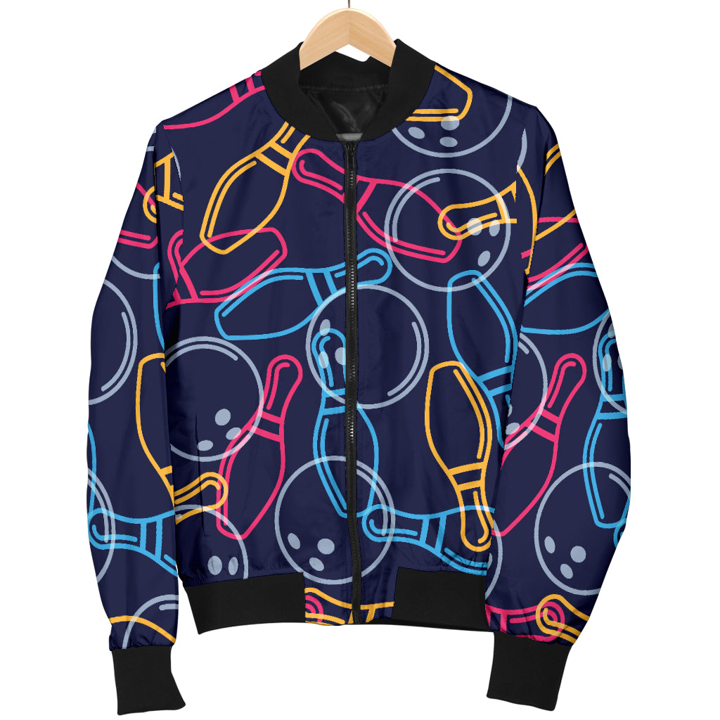 Bowling Pattern Print Design 07 Women's Bomber Jacket