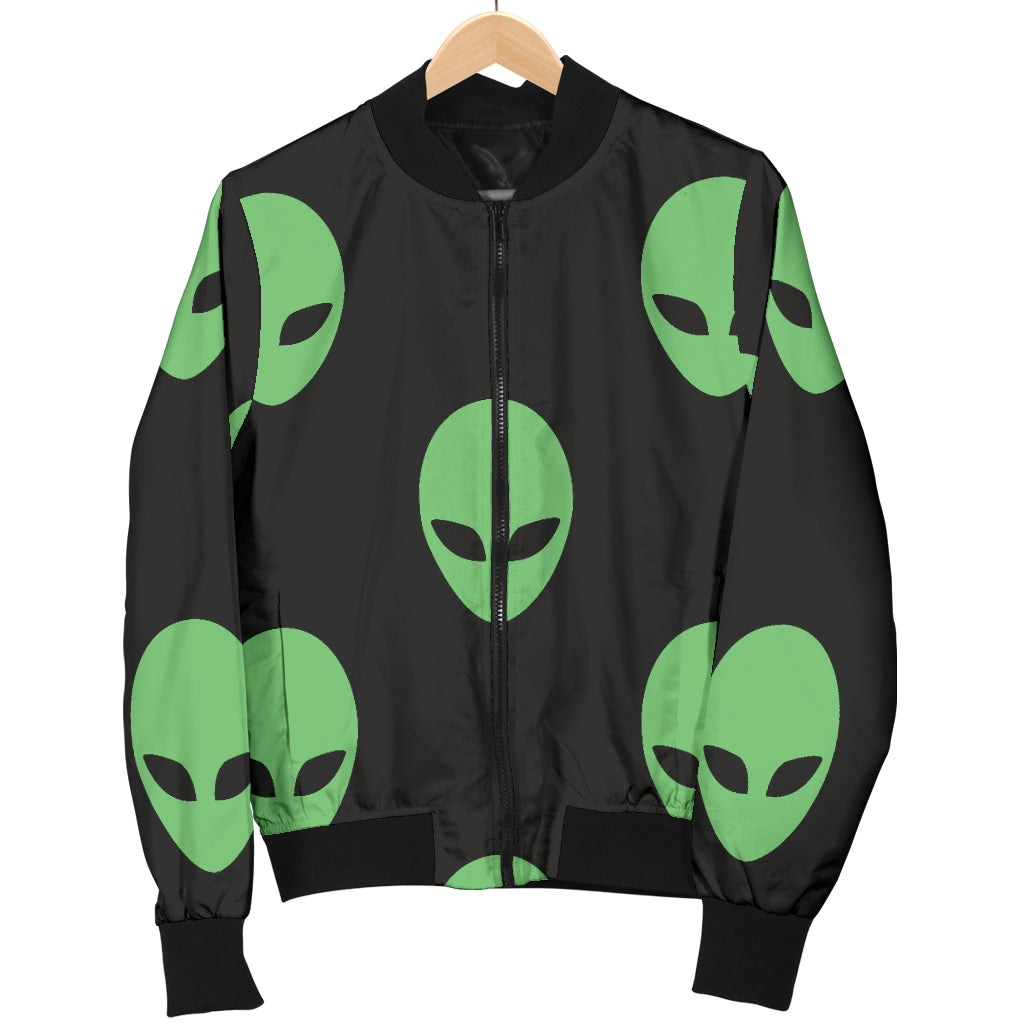 Alien Green Neon Pattern Print Design 01 Women's Bomber Jacket
