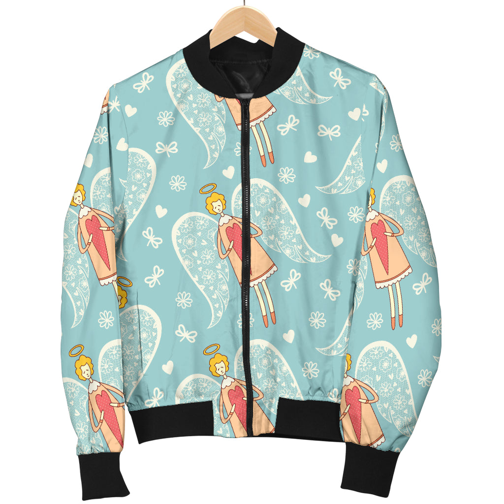 Angel Pattern Print Design 01 Women's Bomber Jacket