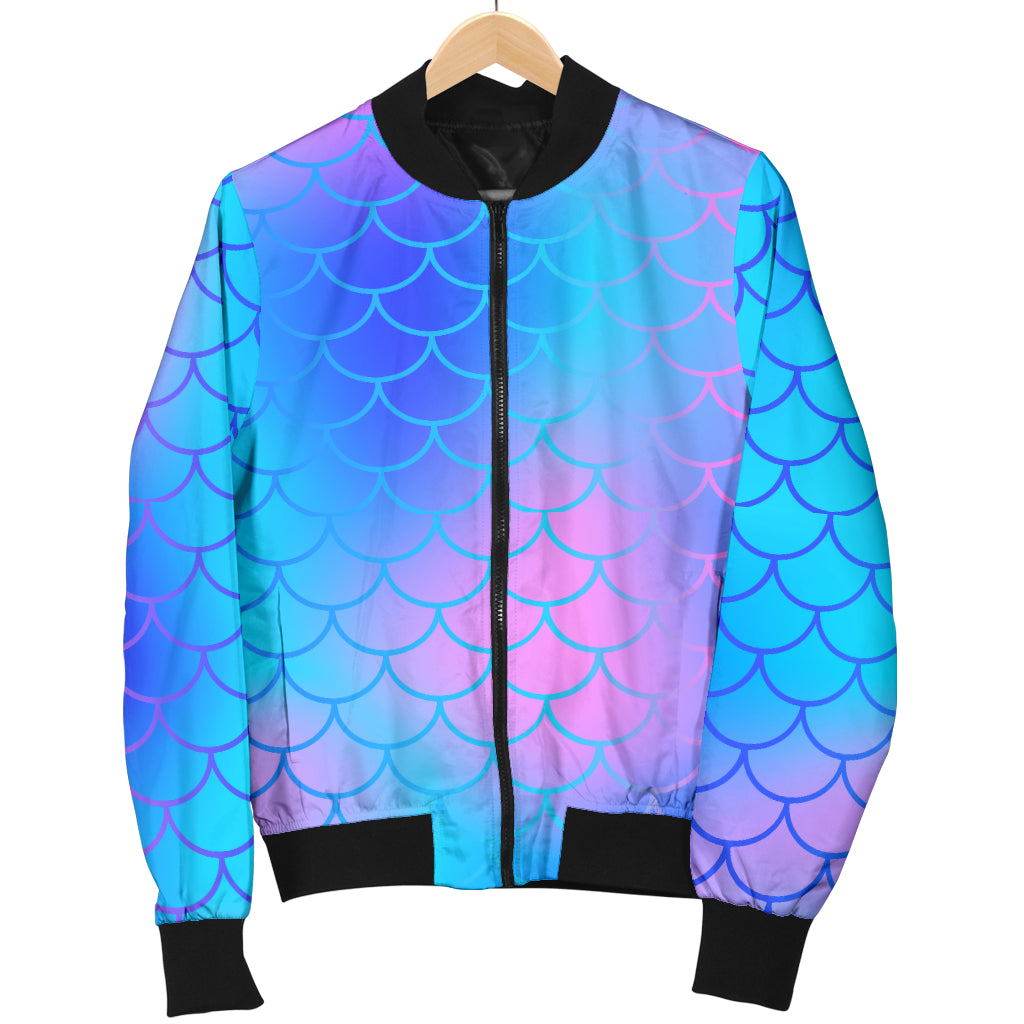 Mermaid Scales Pattern Print Design 04 Women's Bomber Jacket