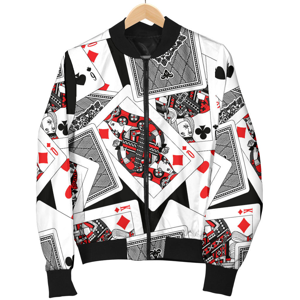 Poker Cards Pattern Print Design A04 Women's Bomber Jacket