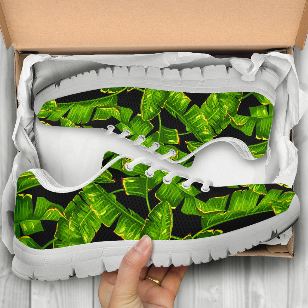 Banana Leaf Pattern Print Design BL06 Sneakers White Bottom Shoes