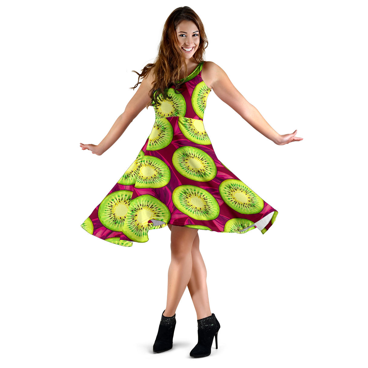 Kiwi Pattern Print Design KW05 Midi Dress