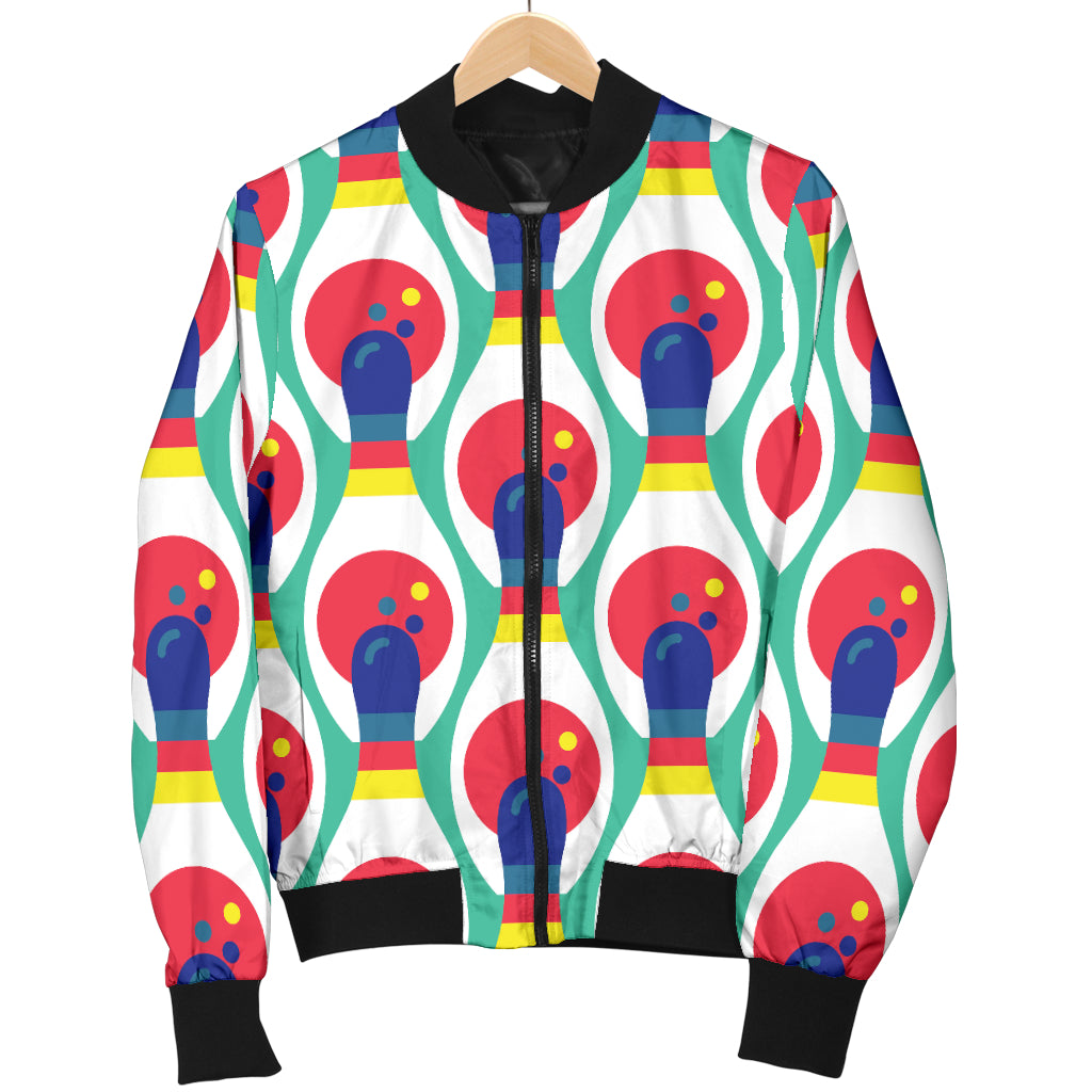 Bowling Pattern Print Design 05 Women's Bomber Jacket