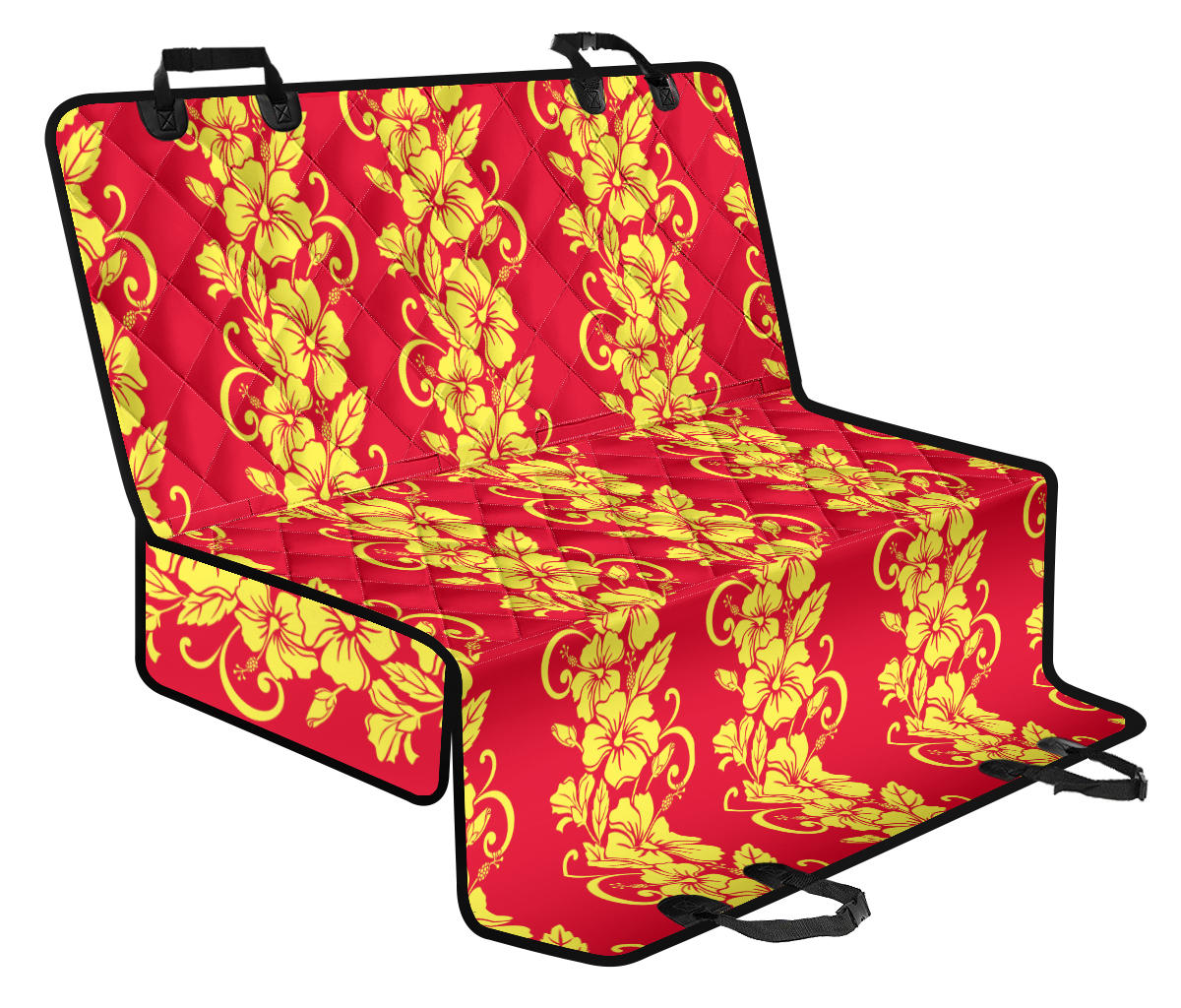 Orange Hibiscus Pattern Print Design HB018 Rear Dog Seat Cover
