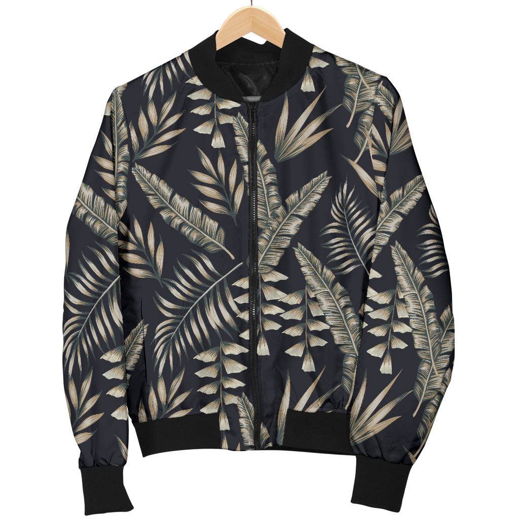 Banana Leaf Pattern Print Design 07 Women's Bomber Jacket