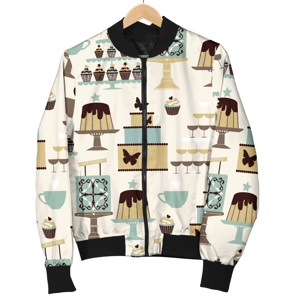 Cake Pattern Print Design 02 Women's Bomber Jacket