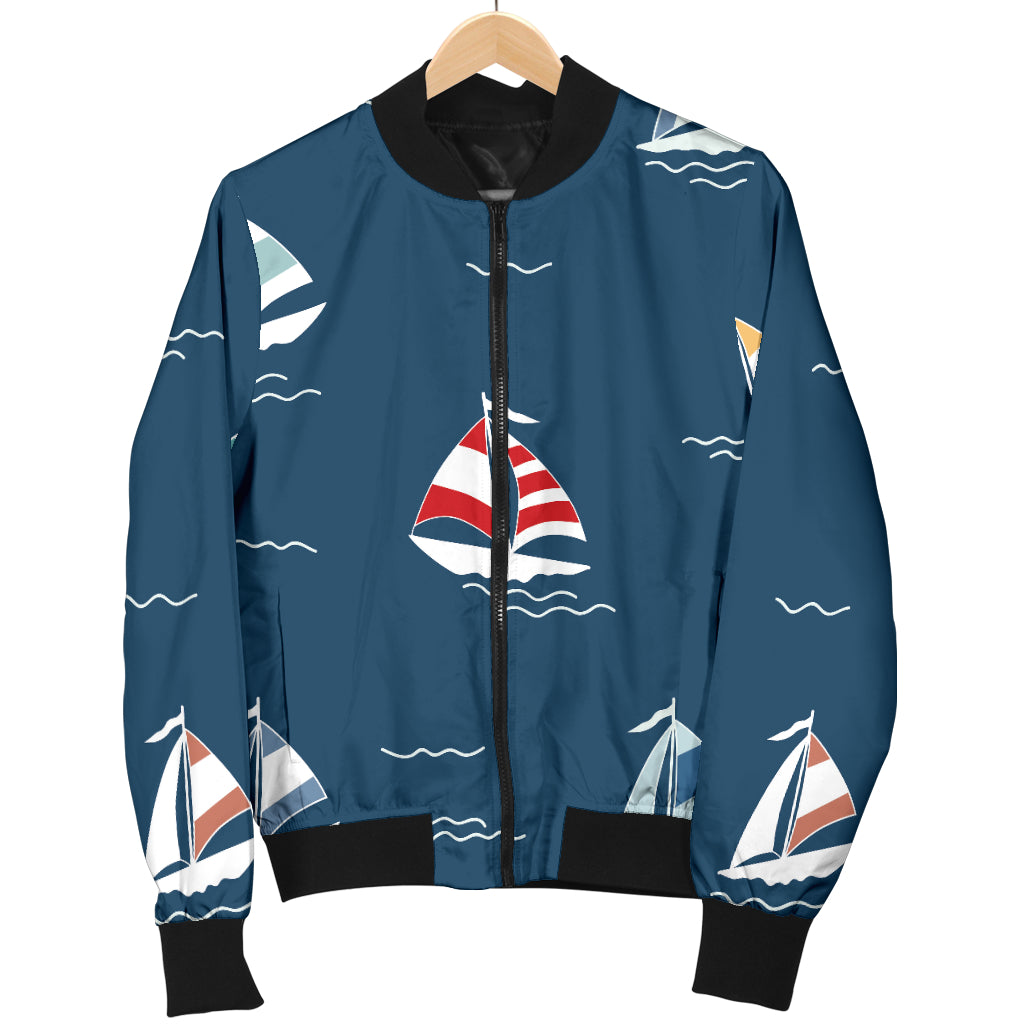 Sailing Ships Pattern Print Design A02 Women's Bomber Jacket