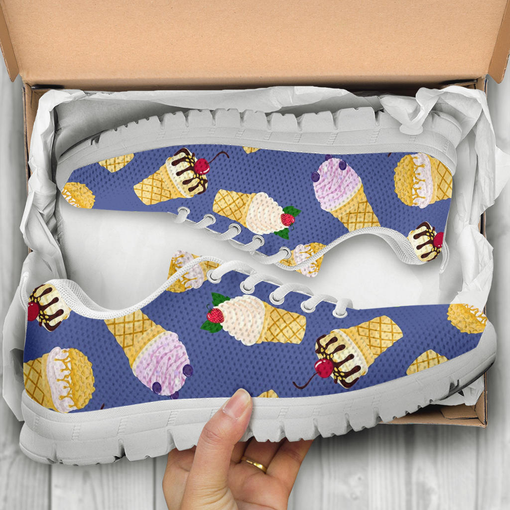 Ice Cream Pattern Print Design IC03 Sneakers White Bottom Shoes