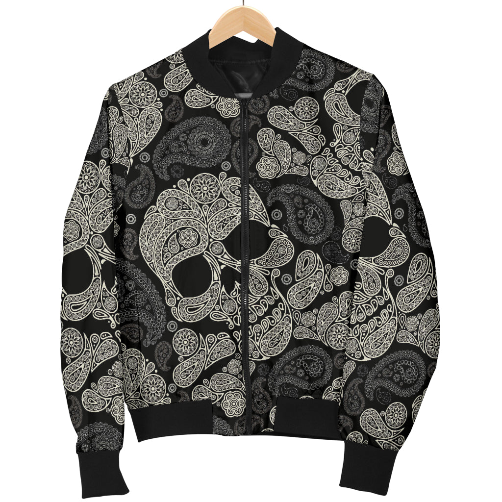 Paisley Skull Pattern Print Design A01 Women's Bomber Jacket