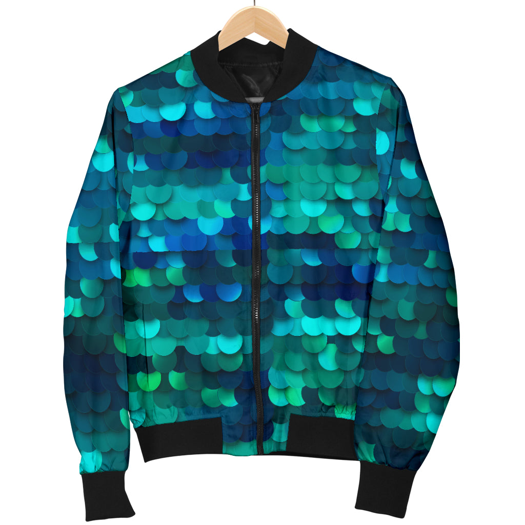 Mermaid Scales Pattern Print Design 06 Women's Bomber Jacket