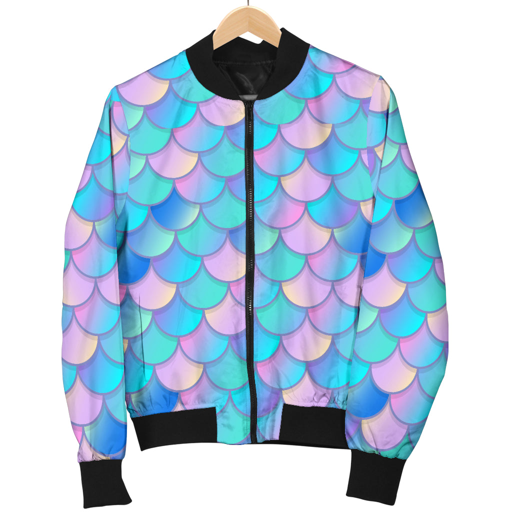 Mermaid Scales Pastel Pattern Print Design 07 Women's Bomber Jacket