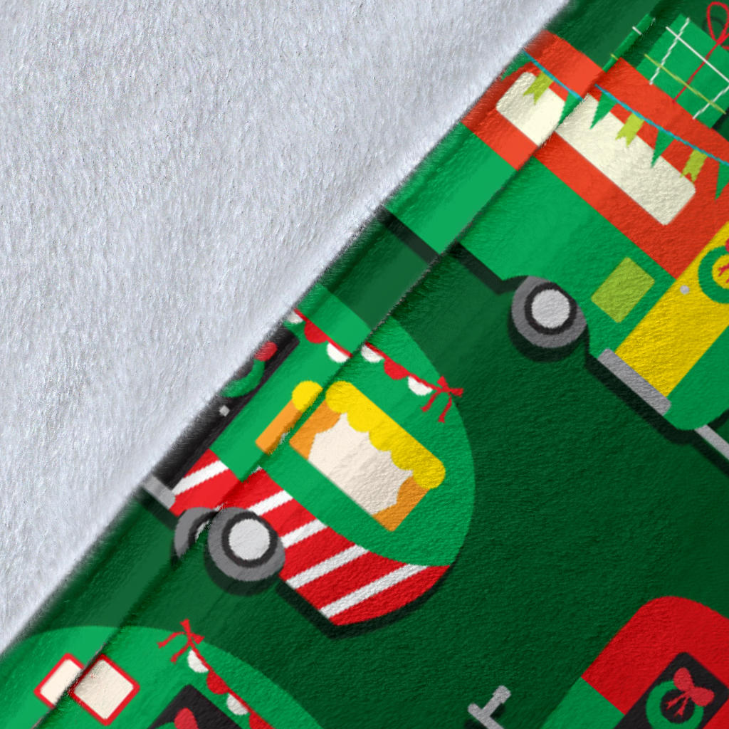 Camper Camping Christmas Themed Print Fleece Blanket