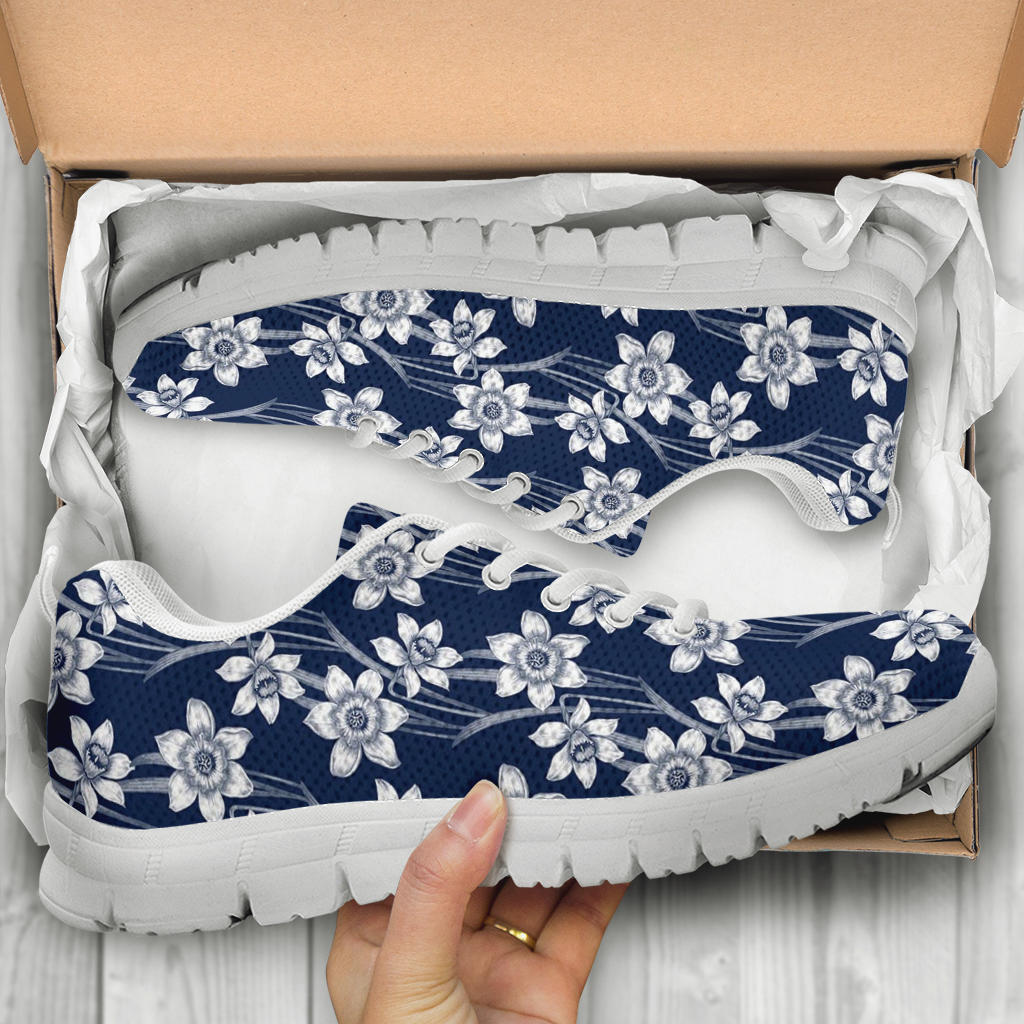 Daffodils Pattern Print Design DF09 Sneakers White Bottom Shoes