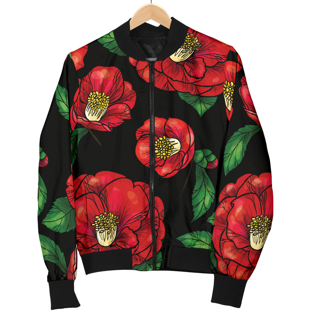 Camellia Pattern Print Design CM07 Women Bomber Jacket