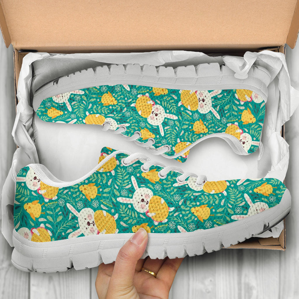 Easter Eggs Pattern Print Design RB02 Sneakers White Bottom Shoes