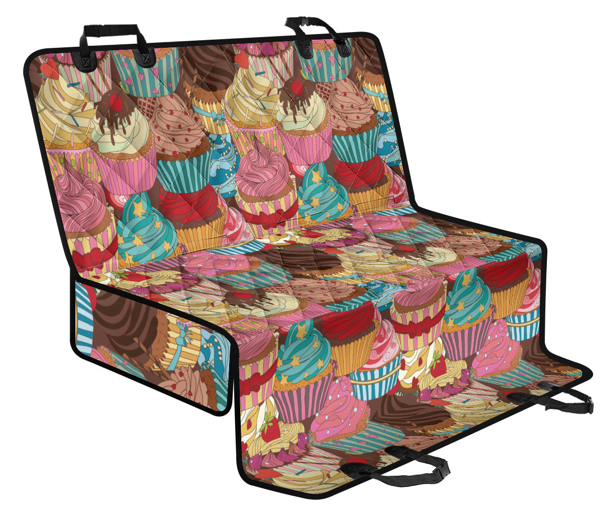 Cupcake Pattern Print Design CP01 Rear Dog Seat Cover