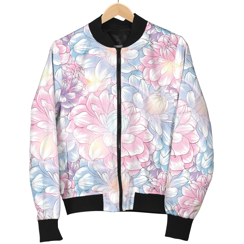Dahlia Pattern Print Design 01 Women's Bomber Jacket