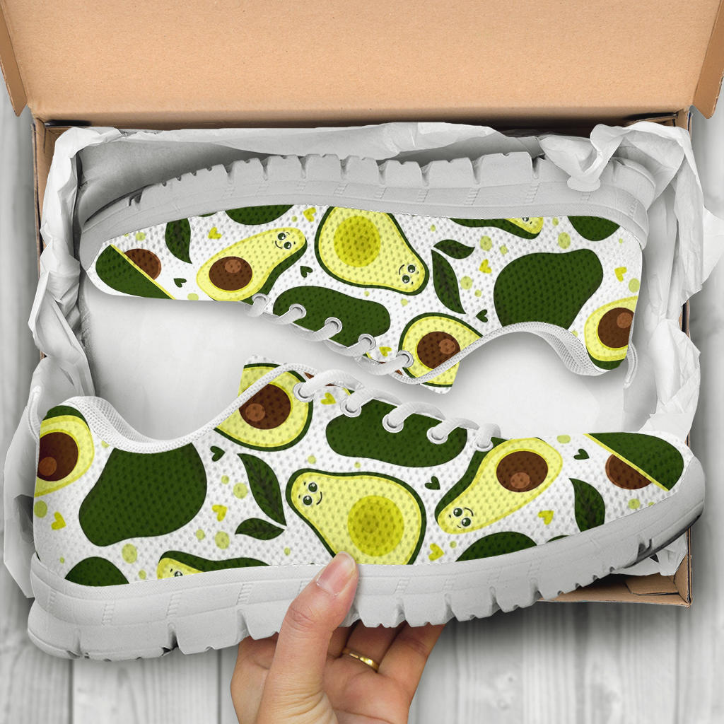 Avocado Pattern Print Design AC06 Sneakers White Bottom Shoes
