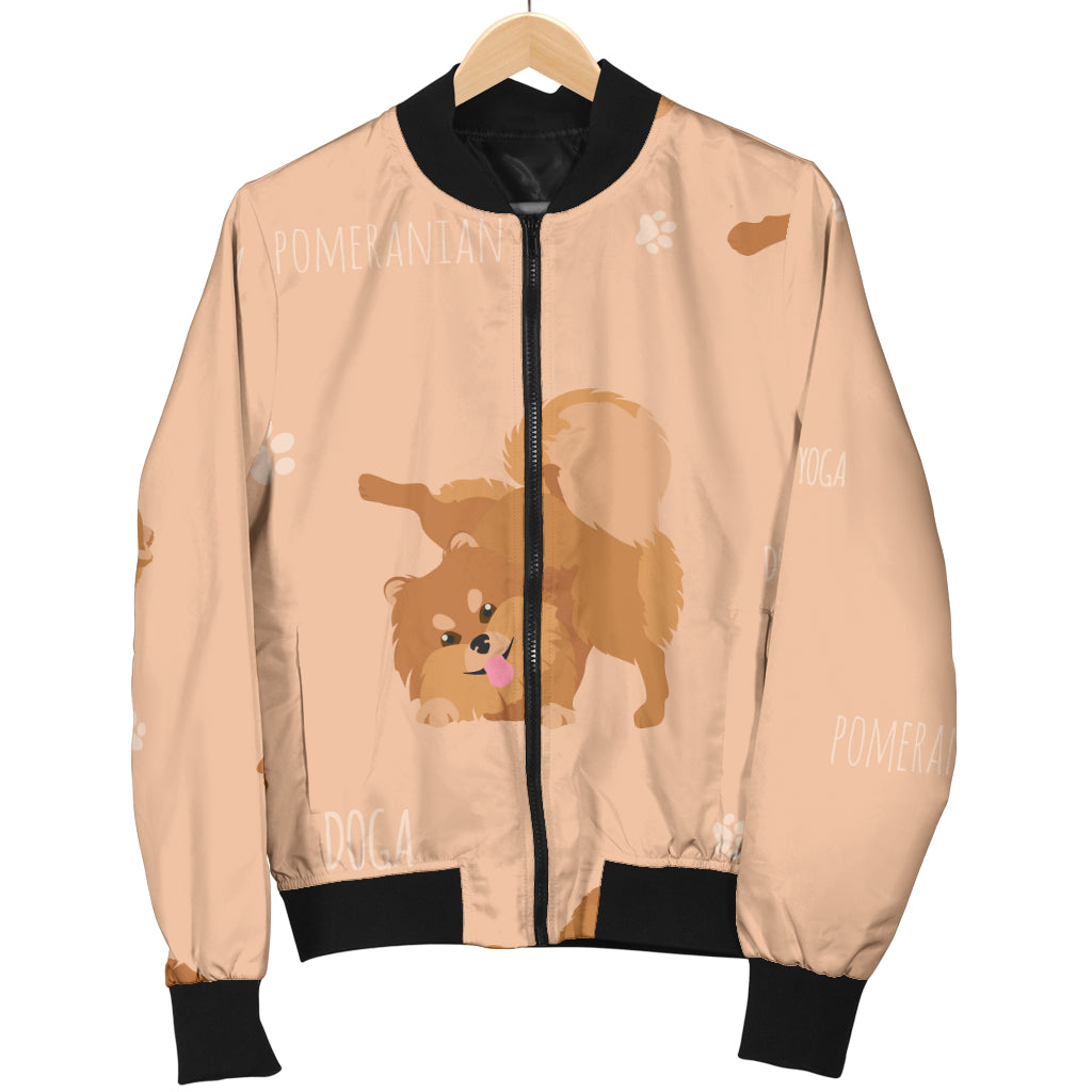 Pomeranians Pattern Print Design A06 Women's Bomber Jacket