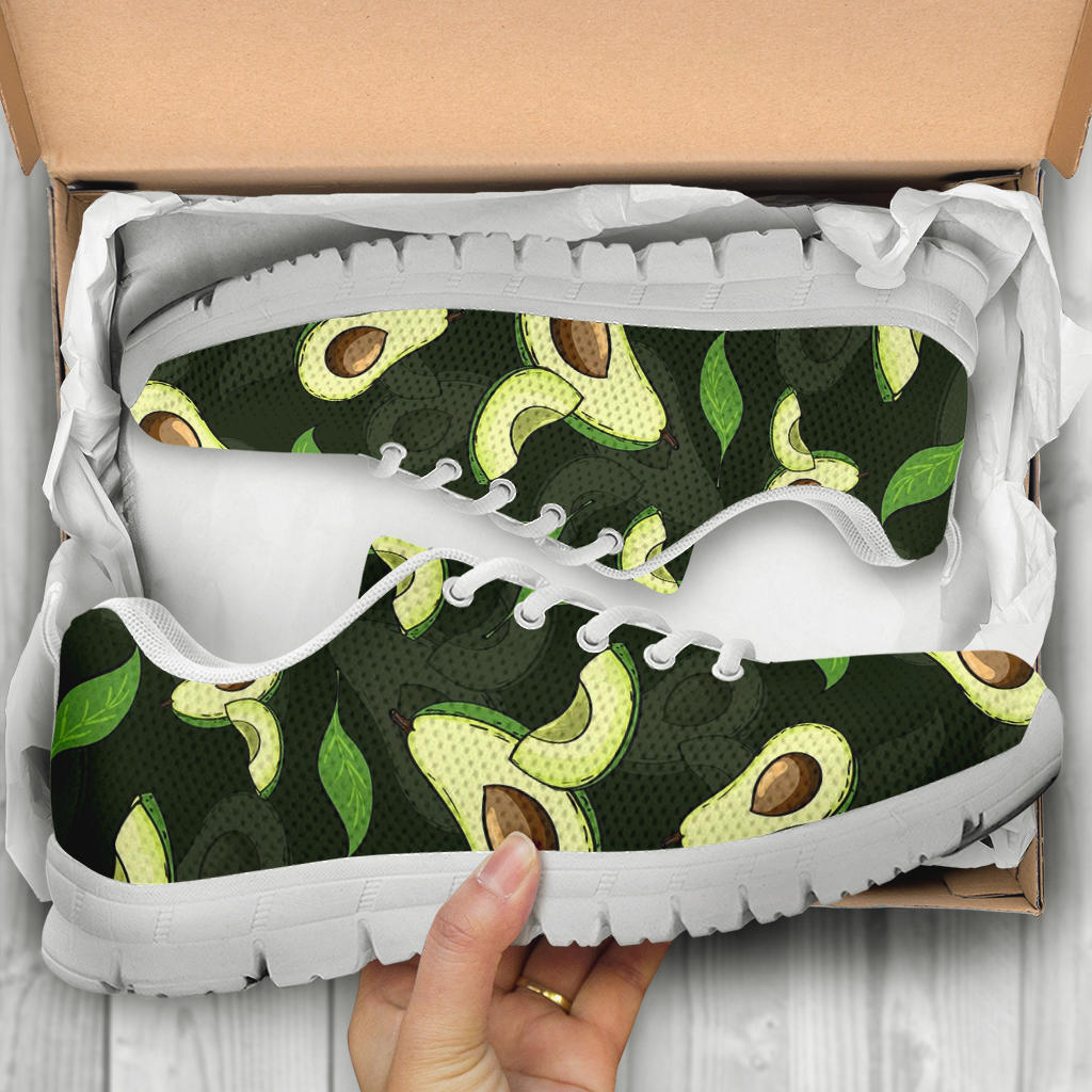 Avocado Pattern Print Design AC07 Sneakers White Bottom Shoes