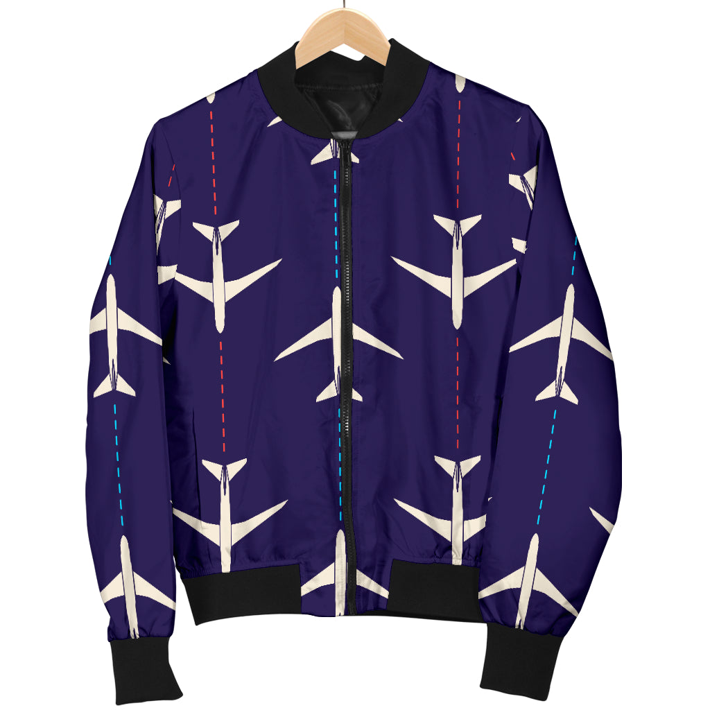 Airplane Pattern Print Design 03 Women's Bomber Jacket