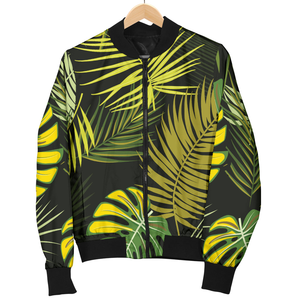 Palm Leaf Pattern Print Design A05 Women's Bomber Jacket