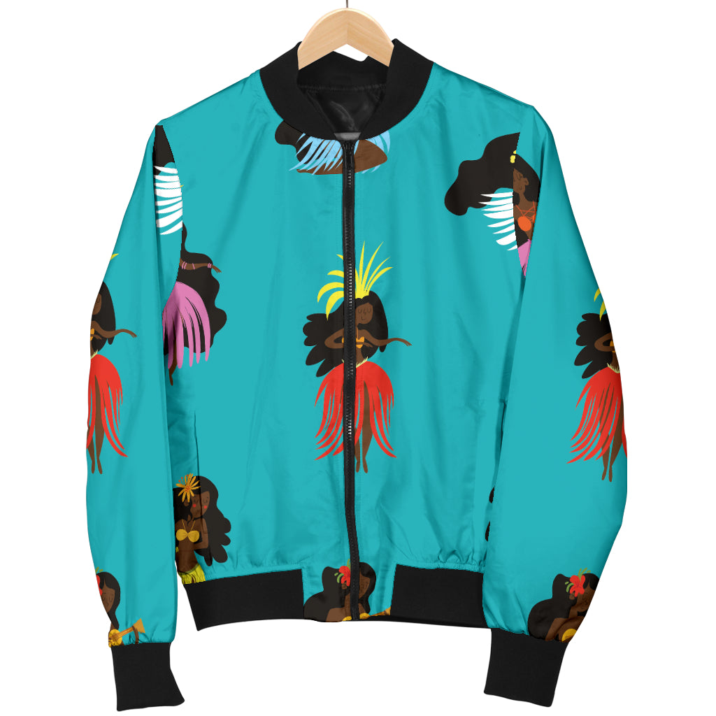 Hula Dancers Pattern Print Design 04 Women's Bomber Jacket