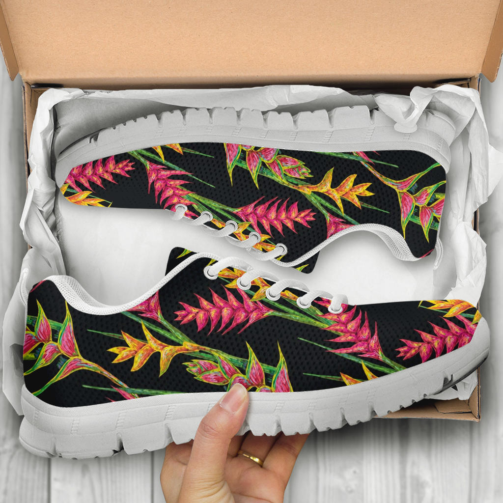 Heliconia Pattern Print Design HL01 Sneakers White Bottom Shoes