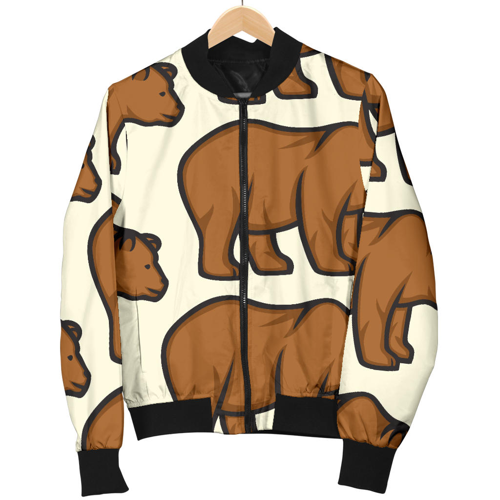 Bear Pattern Print Design BE05 Women Bomber Jacket