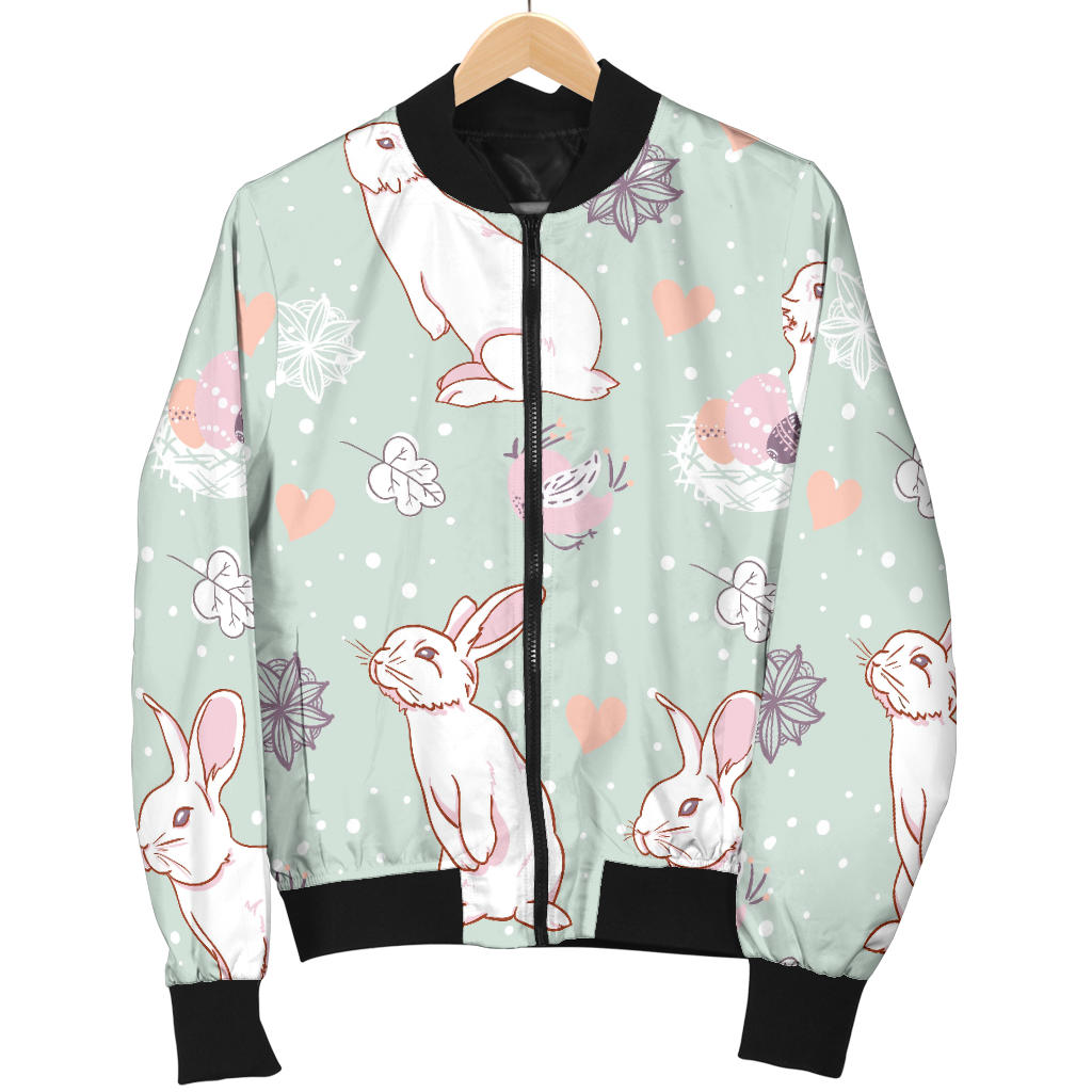 Rabbit Pattern Print Design RB011 Women Bomber Jacket