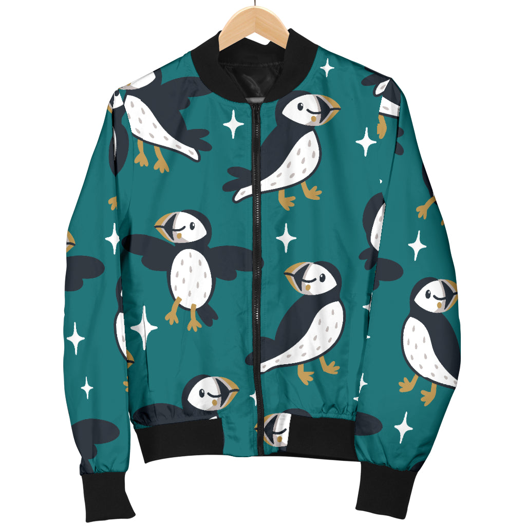 Puffin Pattern Print Design A05 Women's Bomber Jacket