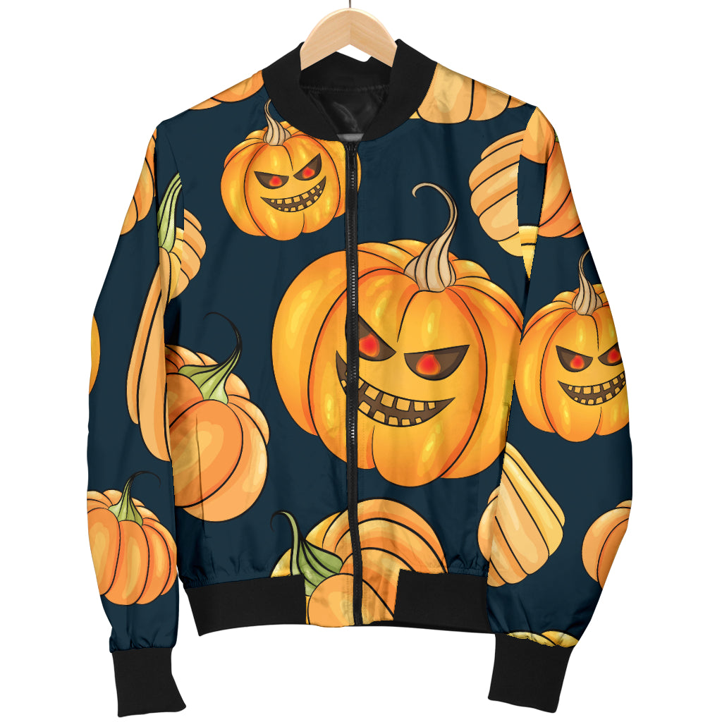 Pumpkin Halloween Pattern Print Design A04 Women's Bomber Jacket