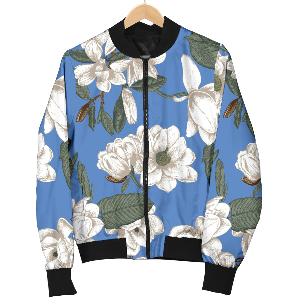 Magnolia Pattern Print Design 01 Women's Bomber Jacket