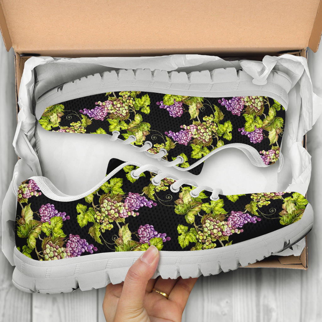 Grape Pattern Print Design GP04 Sneakers White Bottom Shoes