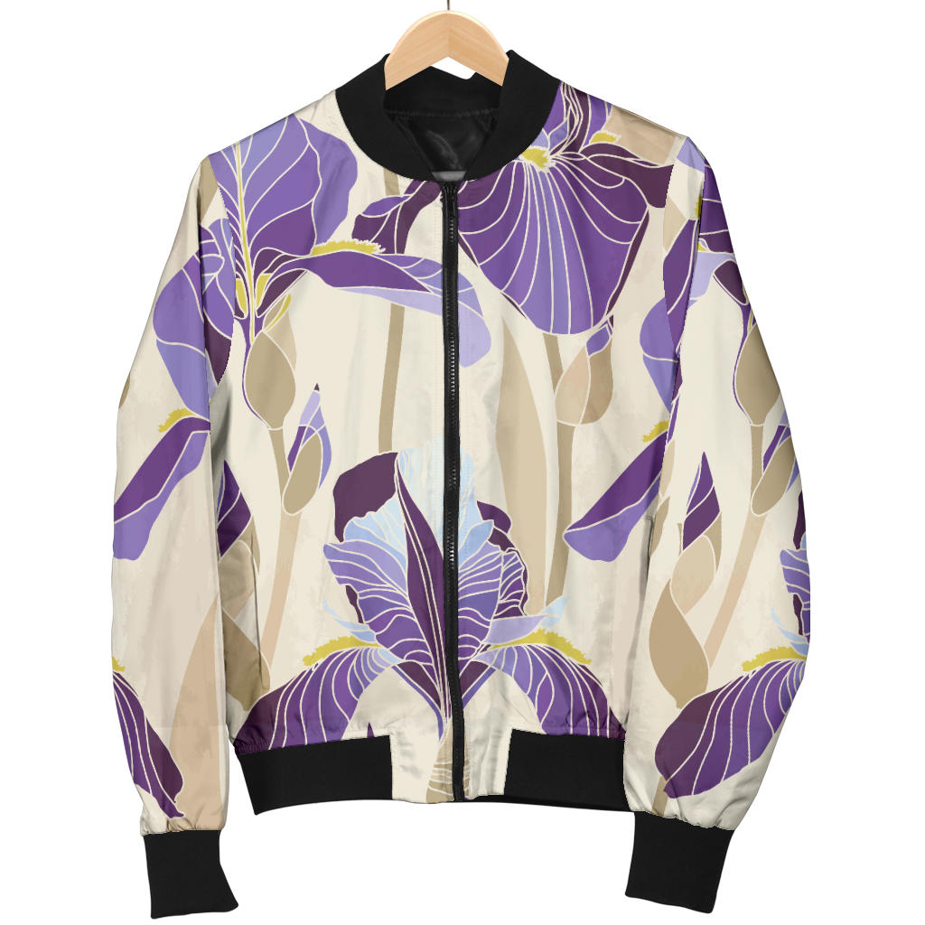 Iris Pattern Print Design IR02 Women Bomber Jacket
