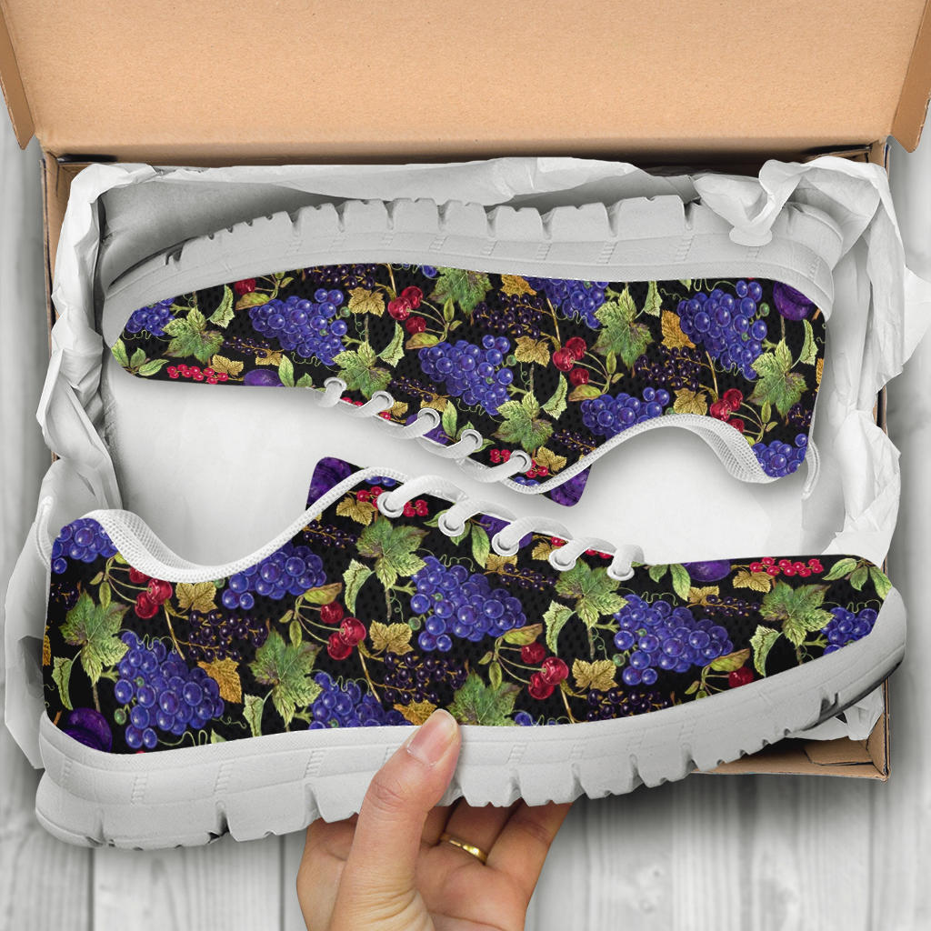 Grape Pattern Print Design GP05 Sneakers White Bottom Shoes