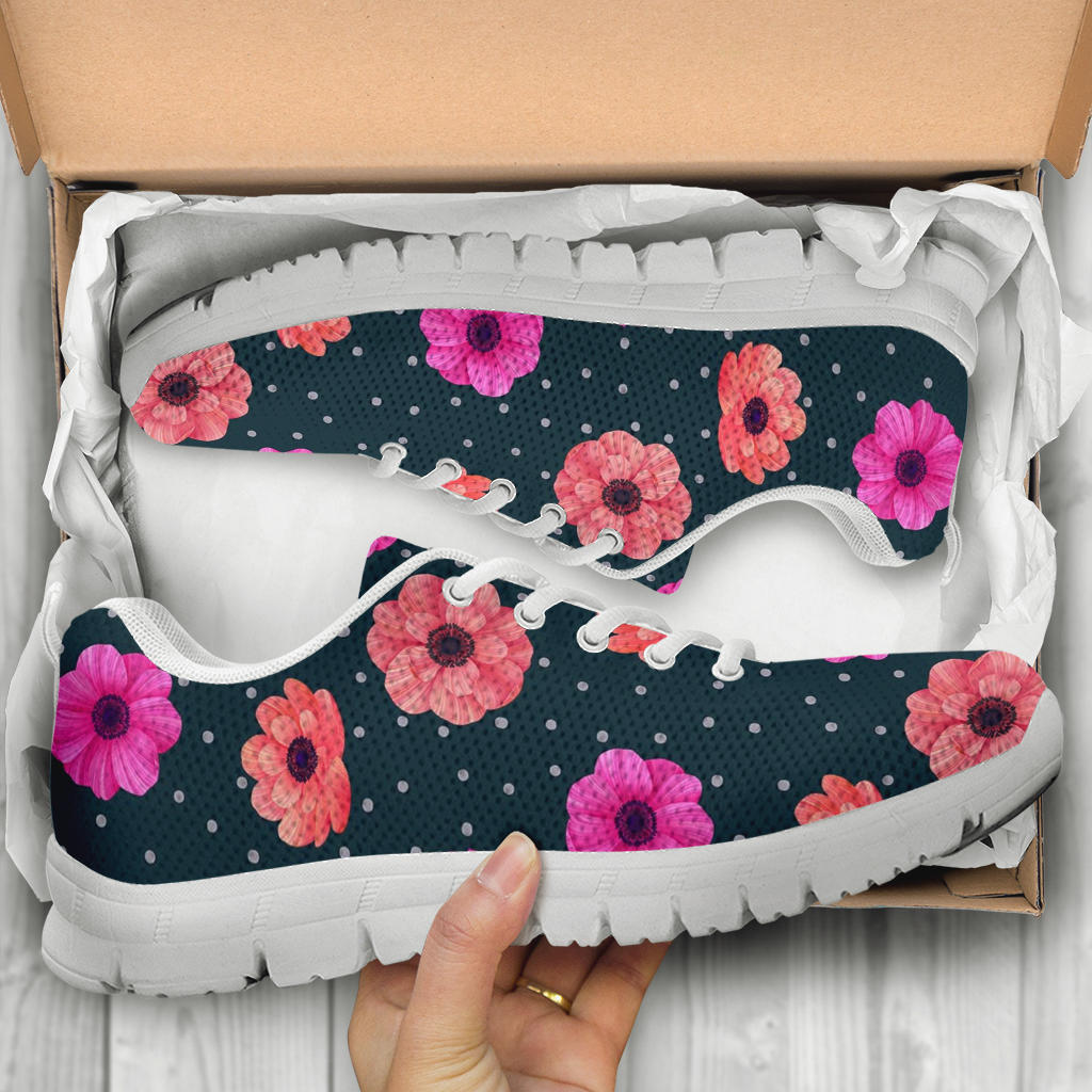 Anemone Pattern Print Design AM08 Sneakers White Bottom Shoes