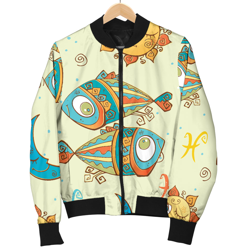 Pisces Pattern Print Design A03 Women's Bomber Jacket