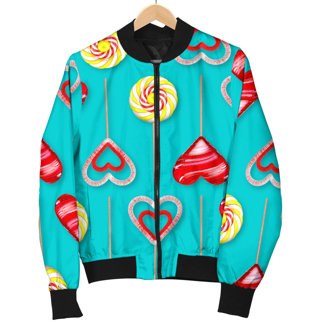 Lollipop Pattern Print Design LL06 Women Bomber Jacket