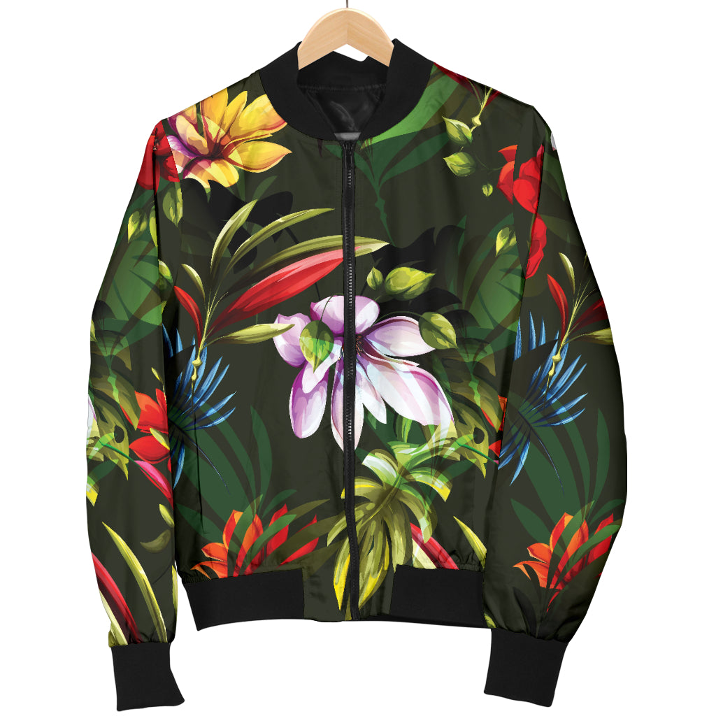 Magnolia Pattern Print Design 02 Women's Bomber Jacket